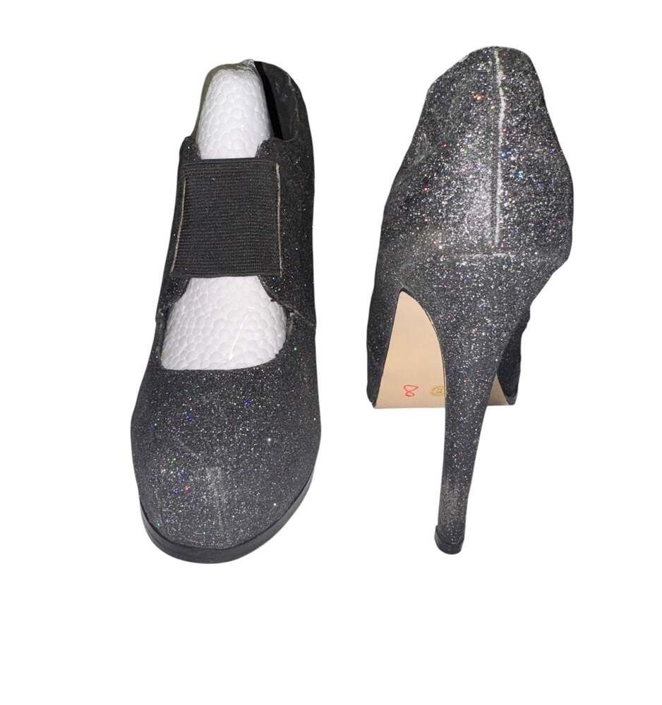 City Streets Black Glitter Mary Jane Heels